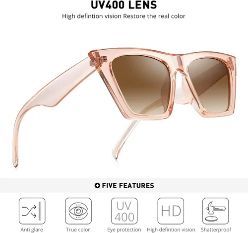 Vista 5 de Gafas de sol cuadradas vintage para mujer, diseño de ojo de gato pequeño