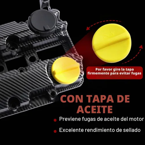 Vista 5 de MITZONE Cubierta de válvula de aluminio tipo tira de carbono compatible con Chevrolet Cruze 2011-2016 Sonic 2012-2020 Trax 2013-2021 Volt 2011-2015
