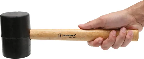 Vista 4 de GreatNeck RM32 - Martillo de goma de 32 onzas para construcción, carpintería, automoción, mazo de doble cara resistente, con mango de madera dura
