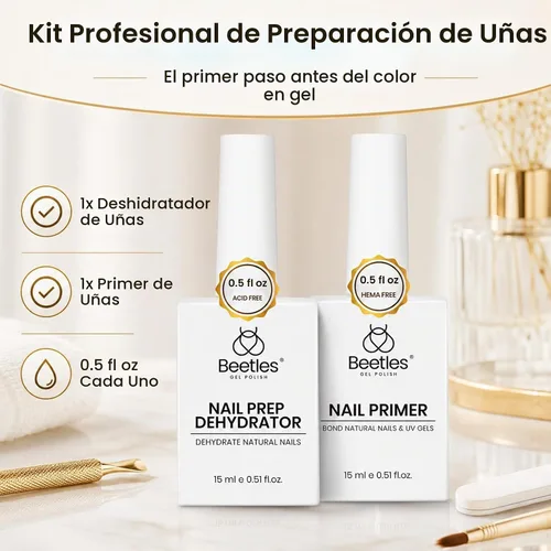 Vista 6 de Beetles - Juego de deshidratador e imprimación de uñas, 2 unidades, 0.5 fl oz, sin HEMA