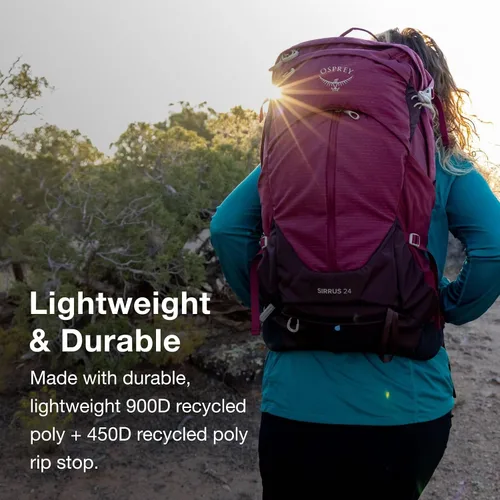 Vista 3 de Osprey Sirrus 24L Mochila de senderismo para mujer, Púrpura Elderberry/Chiru Tan