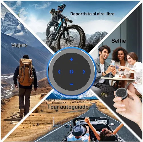 Vista 4 de UltraConnect - Botón de control inalámbrico Bluetooth multimedia con funcionalidad Selfie - Compatible con iPhone y Android - Perfecto para volante