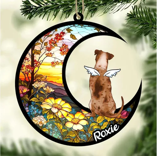 Vista 680 de LOVELYPOD Adorno de Navidad personalizado para perro Basset Hound (marrón) Basset Hound (marrón) adorno para atrapasoles de perro, razas de perros