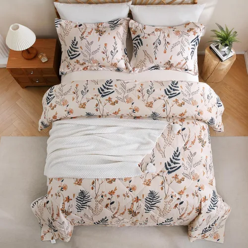 Vista 8 de JSD Juego de edredón Queen con estampado floral bohemio