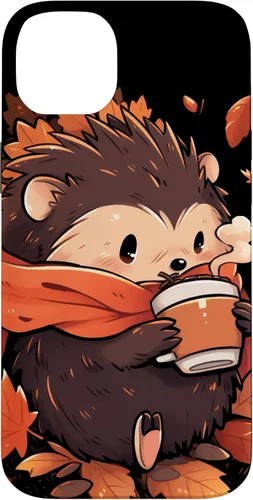 Vista 15 de Hedgehog Fall Autumn Leaves Pumpkin Spice Latte Kawaii Case for iPhone 16
