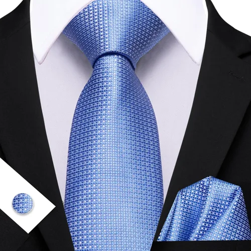 Vista 40 de Barry.Wang Corbatas de seda para hombre, diseño de lunares, gemelos cuadrados de bolsillo, gemelos para negocios, boda