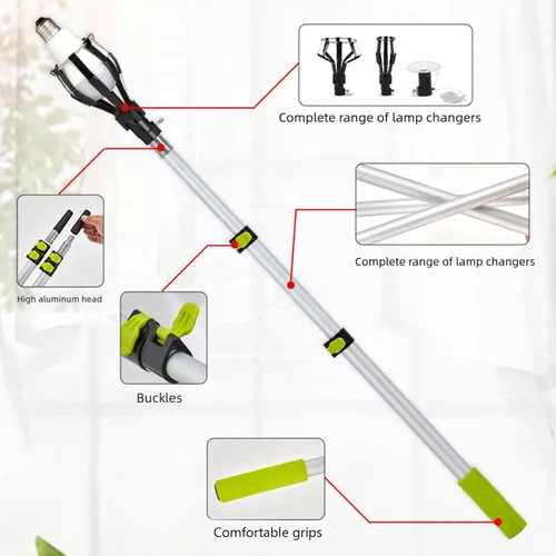 Vista 6 de Extendable Light Bulb Changer Post Up To 3 Metres For Safe Tall Ceiling Bulb Replacement Lacking Ladder Use