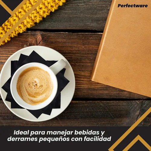 Vista 5 de Perfectware - Servilletas negras para bebidas de 2 capas - Paquete de 300 servilletas de cóctel, 10 x 10 pulgadas