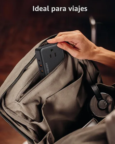 Vista 7 de HOPOW Cable de extensión con enchufe plano, regleta de 6 pies ultra delgada, 4 tomas de CA con amplio espacio y 4 puertos USB (2 USB-C), sin