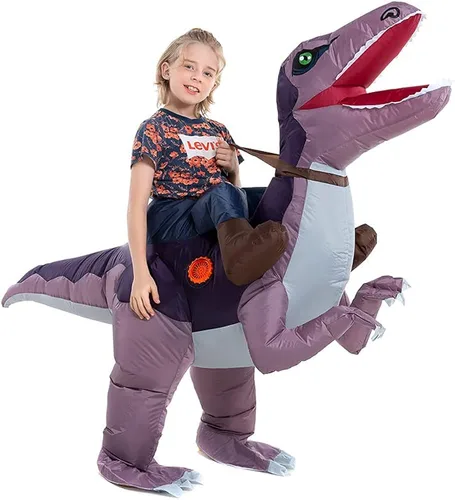 Vista 2 de HSCTEK Disfraz inflable de dinosaurio para niños y niñas