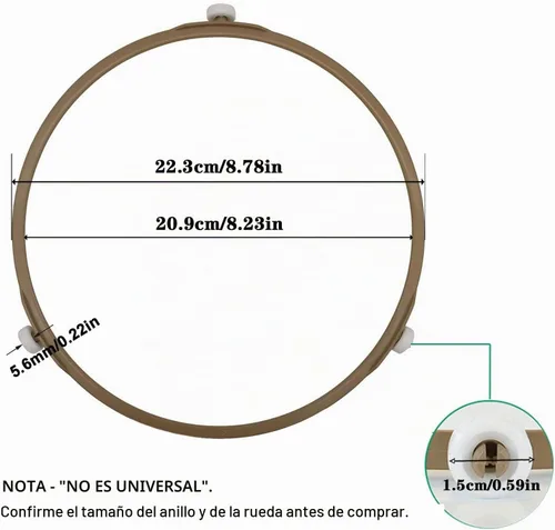 Vista 2 de Anillo giratorio de microondas, bandeja para horno de microondas de 8.7 pulgadas, anillo de soporte de rodillo giratorio para placa de vidrio grande