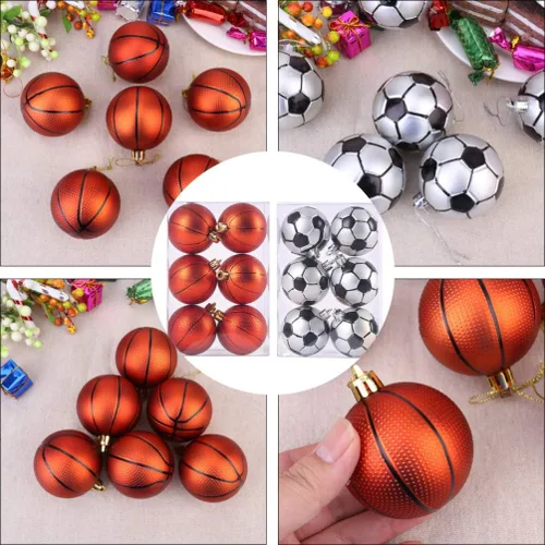 Vista 3 de 12 piezas de suministros de fiesta de fútbol pelota de fútbol rugby adornos colgantes decoraciones de bolas temáticas de deportes decoraciones