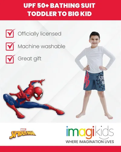 Vista 3 de Marvel Traje de baño UPF 50+ para niños pequeños y grandes (2T - 18-20)