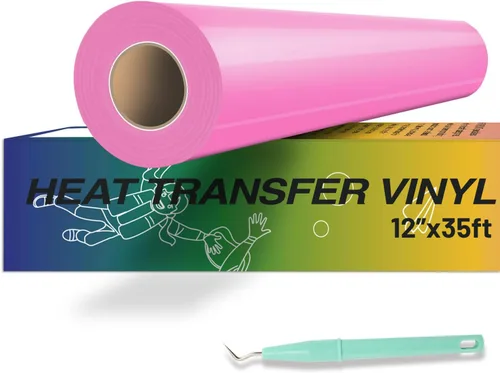 Vista 8 de HTVRONT - Rollos de vinilo de transferencia de calor de teñido anudado, 12 pulgadas x 8 pies, acuarela HTV tinte rosa