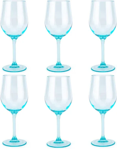 Vista 8 de KX-WARE Copas de vino acrílicas clásicas de todo propósito, 19 onzas, juego de 6 copas de vino de plástico con tallo transparentes