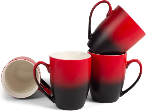Vista 11 de Elanze Designs Magenta blanco dos tonos Ombre mate taza de café de cerámica de 12 onzas Magenta y blanco.