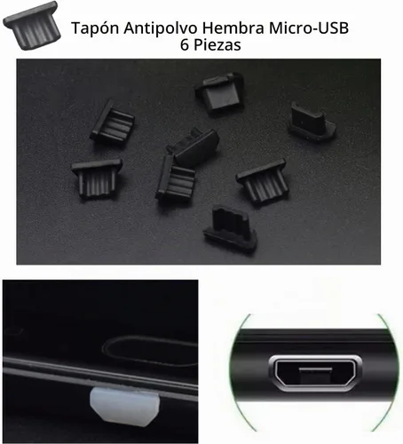 Vista 3 de 30 tapones USB antipolvo con 6 tipos, tapón antipolvo USB tipo C, protector de puerto de silicona suave micro USB, protector de cubierta antipolvo