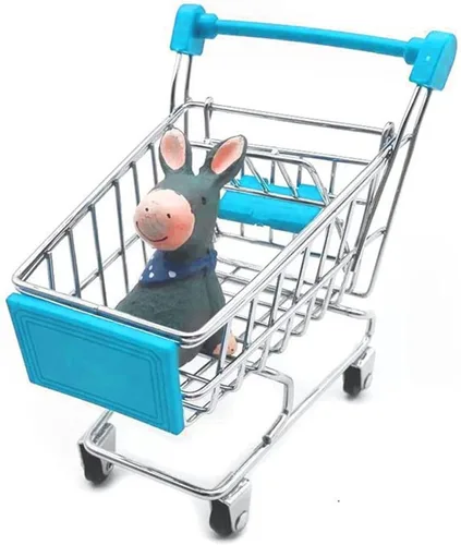 Vista 5 de Carrito de compras mini, carrito de mano de supermercado, carrito de almacenamiento mini para supermercado, juguete decorativo para almacenamiento