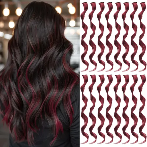 Vista 21 de 16 extensiones de cabello sintético rizado y ondulado con clip, para niñas y mujeres, coloridos resaltados para fiestas, cosplay, festival, regalo