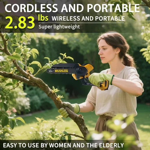 Vista 9 de Mini Motosierra Compatible con Batería Dewalt 20V MAX, Motosierras de Poda Inalámbricas de 8 Pulgadas y 6 Pulgadas, Motosierra de Cadena Mini