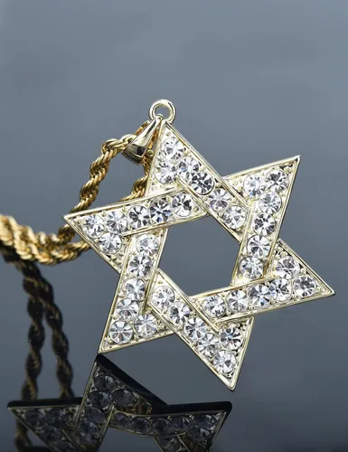 Vista 5 de VVCome Collar con dije de estrella de David de cristal, cadena de acero inoxidable, joyería para mujeres y hombres