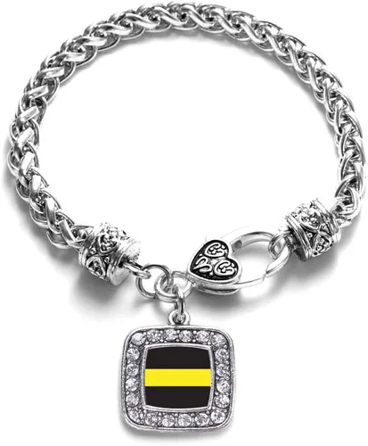 Vista 160 de Pulsera de dijes cuadrados de plata con joyería de circonita cúbica