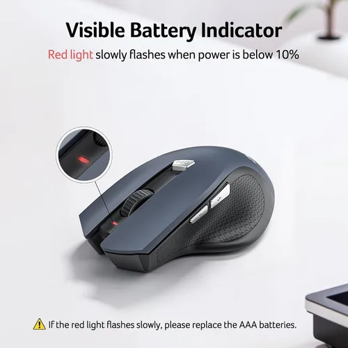 Vista 5 de Acer ratón inalámbrico para portátil, ratón de computadora de 2.4GHz 3 niveles de DPI ajustables, ratones USB inalámbricos de oficina con receptor