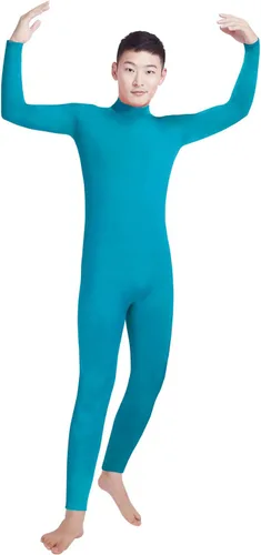 Vista 25 de Shinningstar Zentai Unitard - Body de manga larga con cuello alto y elastano para hombre Verde militar