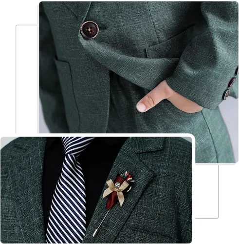 Vista 5 de Conjunto de 2 piezas para niños y niñas, conjunto de pantalones y blazer a la moda para bodas