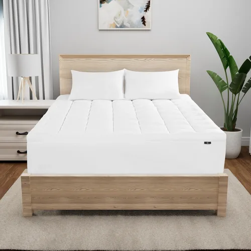 Vista 2 de Serta Memory Flex - Cubrecolchón suave de 2 pulgadas, protector de colchón acolchado resistente a las manchas con bolsillo de 15 pulgadas para un