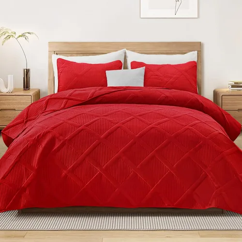 Vista 21 de Exclusivo Mezcla Twin Size Quilt Set, Black Soft Bedspreads with 1 Pillow Sham, Modern Striped Pattern, Lightweight Bedding Set Coverlets for All