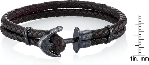 Vista 2 de Spartan Pulsera de cuero con anclaje en acero inoxidable, Cuero, No