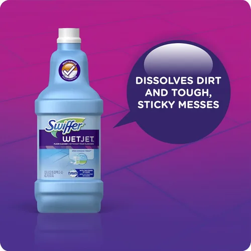 Vista 5 de Swiffer WetJet Recarga de solución de limpiador de pisos multiusos aroma Open Window Fresh, 42.2 onzas líquidas (1.25 litros)