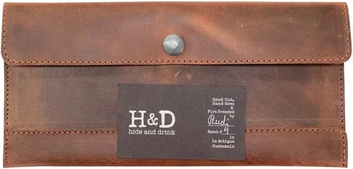 Vista 6 de Hide & Drink, Cartera de viaje hecha a mano de cuero de grano completo, Bourbon Marrón, Classic