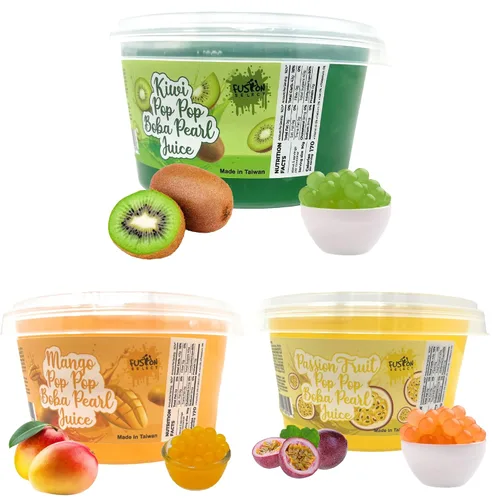 Vista 4 de Fusion Select 6 Sabores Variados Perlas Explosivas de Boba - Acompañamiento de Té de Frutas, Bocadillo Frutal