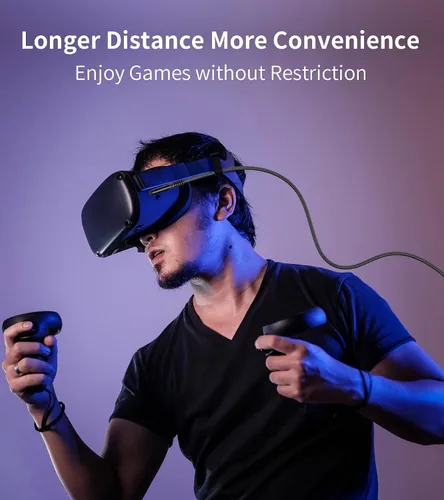 Vista 7 de Sweguard Cable VR Link de 16 pies compatible con Oculus Quest 2 USB 32 Gen 1 USB A a USB C cable con transferencia de datos de alta velocidad de 5