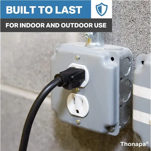 Vista 4 de Cable de Extensión para Exteriores de 13 Amperios de 6 pies, SJTW 16/3 de 6 pies, Cable de Extensión Negro de 3 Clavijas, Cable de Alimentación