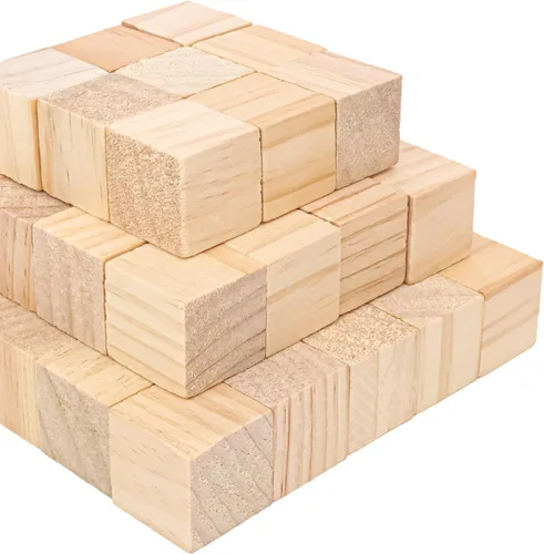 Vista 3 de 200 cubos cuadrados de madera maciza para manualidades, cubo de madera sin terminar de 1 pulgada, bloques de madera para manualidades, cubo