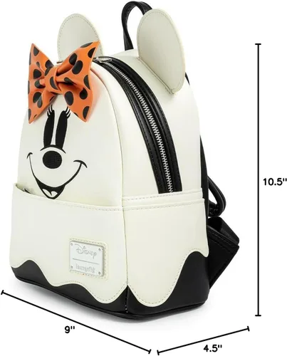 Vista 8 de Loungefly Disney Ghost Minnie Mouse que brilla en la oscuridad Cosplay, bolsa de hombro con doble correa para mujer, Multi, Moderno