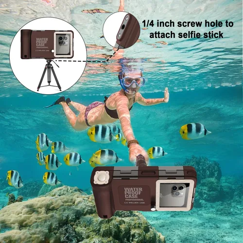 Vista 9 de Funda impermeable para teléfono de buceo para iPhone 11/12/13/15/16/17 Pro Max/Samsung Galaxy Note10/9/8/S25/S24/23/22/21 Ultra Plus Professional