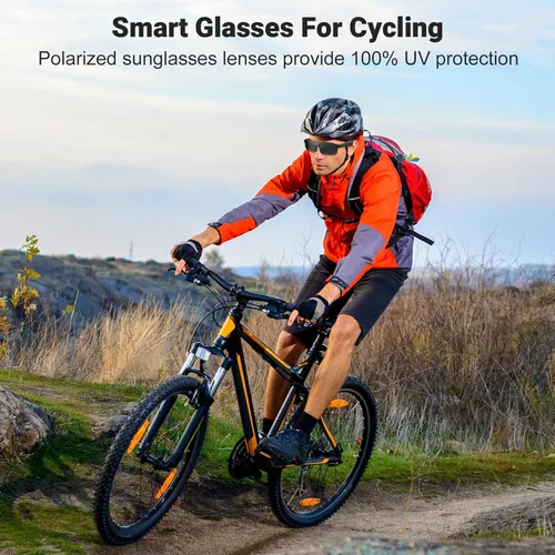 Vista 2 de Gafas inteligentes, gafas de sol polarizadas Bluetooth, micrófono y altavoces integrados, asistente de voz, protección UV, gafas de sol de audio