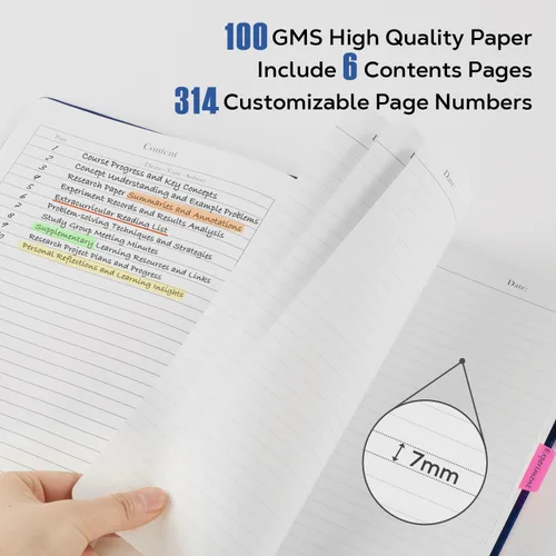 Vista 4 de FOCUS DAY Cuaderno de tapa dura 8.5 x 11, cuaderno de 320 páginas tamaño A4 grande para la universidad con líneas para la escuela y el trabajo, gran