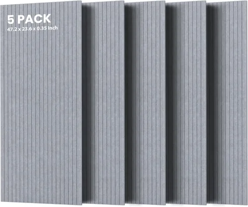 Vista 12 de TO-TH Juego de 4 paneles de pared insonorizados de 47.2 x 23.6 pulgadas con aspecto de madera, absorben el sonido, paneles acústicos grandes