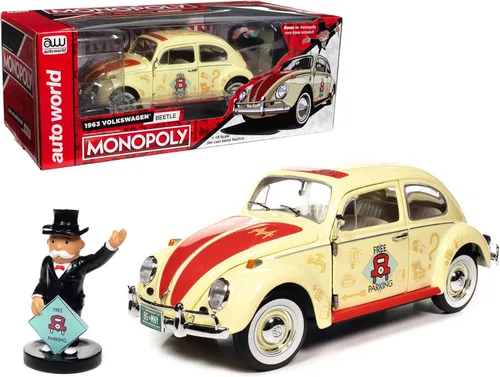 Vista 5 de Auto World 1963 Beetle Monopoly Free Parking 1:18 Escala Diecast Vehículo Réplica