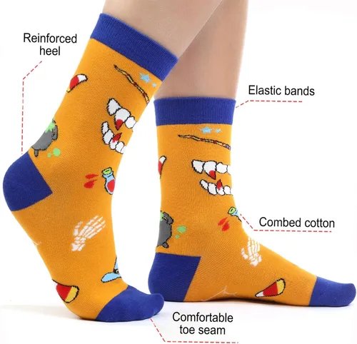 Vista 2 de Dsia Zamur Calcetines para niños y niñas, paquete de 4 a 6 unidades + caja de regalo, novedosos calcetines de pantorrilla coloridos para niños de 2