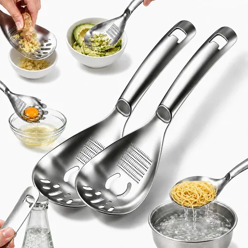 Vista 10 de Una cuchara, cuchara de cocina multifunción de acero inoxidable 5 en 1 2027 2PCS#A2