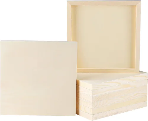 Vista 9 de ADXCO Paquete de 8 Paneles de Madera de 8 x 8 Pulgadas Lienzo de Madera Sin Terminar Tableros de Panel de Madera para Pintar, Verter, Uso Artístico