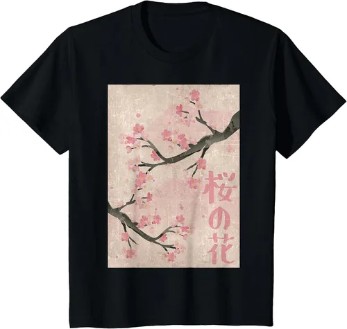 Vista 28 de Cherry Blossom Japanese Vintage Woodblock Japan Pink Sakura T-Shirt Asphalt Grey
