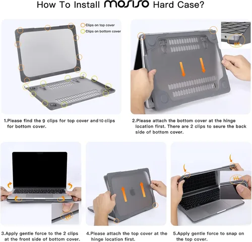 Vista 9 de MOSISO Funda compatible con MacBook Air de 13 pulgadas 2025 2024 2023 2022 M4 A3240 M3 A3113 M2 A2681, funda rígida resistente con soporte plegable