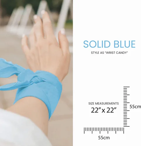 Vista 2 de BASICO Paquete de 6 bandanas color rosa y azul para baby shower para niñas y niños (paquete de 6, azul sólido), Azul solido